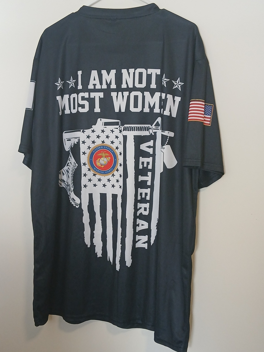 Black USMC Women's Veteran Graphic Short-Sleeve Men's Size Shirt 2xl